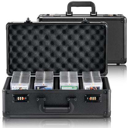 Graded Card Storage Box 4 Slot Coded Lock Carrying Case with Foam Dividers for PSA BGS SGC Sports Trading Cards Top Loaders Loose Cards