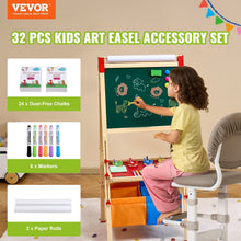 Easel Accessory Set, 32 PCS Kid's Art Easel Painting Kit Including Chalks, Dry-Erase Markers & Paper Rolls
