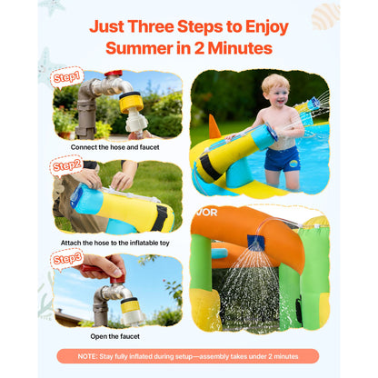 Inflatable Bounce House, 3.82 x 3.98 x 1.97 m Inflatable Bounce House Water Slide, Bouncer Castle with Castle Bounces, Basketball Hoop, Splash Pool & Water Ring Toss, for 3 to 4 Kids Ages 3 to 8