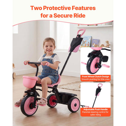 Toddler Tricycle & Stroller for 18 Months to 5 Year Old, Kids Trike with Parent Push Handle, Adjustable Seat & Storage for Outdoor Play, Tricycle for Toddlers, Birthday Toy for Boys and Girls
