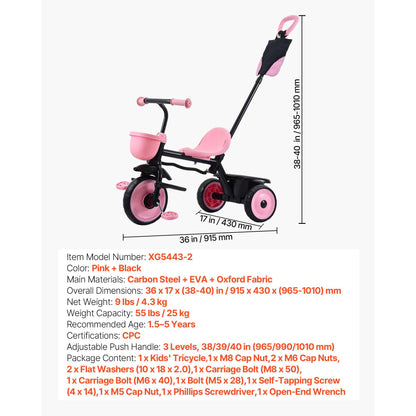 Toddler Tricycle & Stroller for 18 Months to 5 Year Old, Kids Trike with Parent Push Handle, Adjustable Seat & Storage for Outdoor Play, Tricycle for Toddlers, Birthday Toy for Boys and Girls