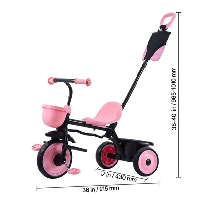 Toddler Tricycle & Stroller for 18 Months to 5 Year Old, Kids Trike with Parent Push Handle, Adjustable Seat & Storage for Outdoor Play, Tricycle for Toddlers, Birthday Toy for Boys and Girls