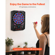 Electronic Dart Board, 336mm Target Dartboard with 45 Games & 474 Variations for Up to 8 Players, 6 Dart Shafts with Flights & 50 Soft Tips, Color LED Cricket Scoring Screen for Home Party Bar