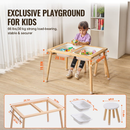 Kids Sensory Table & Chair Set Sand Water Play Table with 2 Storage Bins
