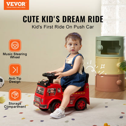 Ride On Push Car for Toddlers, Ages 1-3, Ride Racer, Sit to Stand Toddler Ride On Toy, Classic Kids Ride On Car with Music Steering Wheel & Under Seat Storage, Ride On Toy for Boys Girls, Red