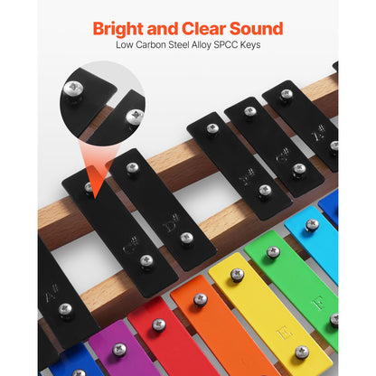Glockenspiel Xylophone, 27 Notes, Professional Xylophone Percussion Instrument, with Colorful Metal Keys, Includes 4 Mallets, Carrying Bag, Beginner Musical Instrument Kit for Adults and Kids