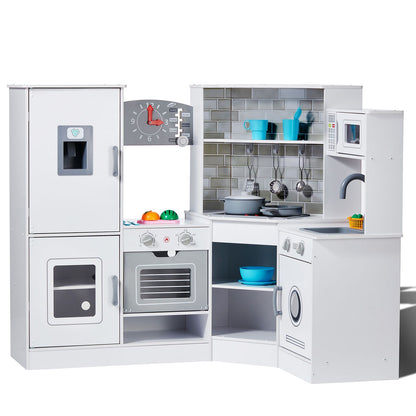 Kitchen Playset Kids Pretend Cooking Play Toy 24 Piece Accessories White