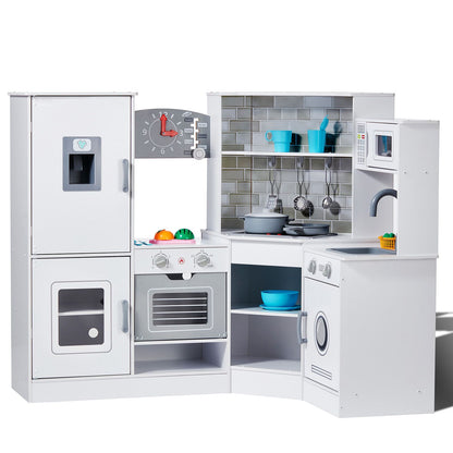 Kitchen Playset Kids Pretend Cooking Play Toy 24 Piece Accessories White