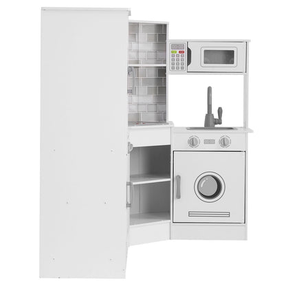Kitchen Playset Kids Pretend Cooking Play Toy 24 Piece Accessories White