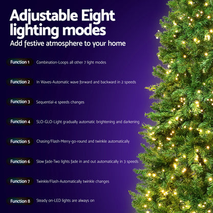 Jingle Jollys Christmas Tree 2.4m Xmas Tree Decorations 1488 LEDs
