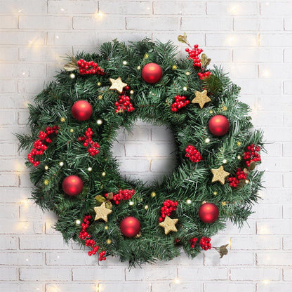 Jingle Jollys Christmas Wreath 60cm Artificial Green Garland Door Decoration 420 Tips Xmas Bush