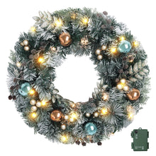 Jingle Jollys 60cm Christmas Wreath with LED Lights Snowy Garland Xmas Decor