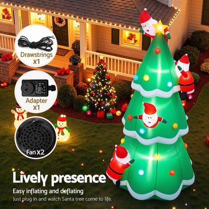 Jingle Jollys Christmas Inflatable Santa Tree 5M Illuminated Decorations