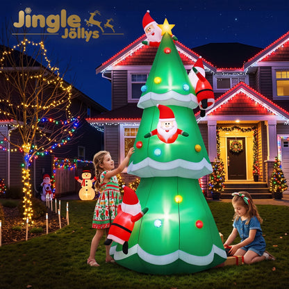 Jingle Jollys Christmas Inflatable Santa Tree 5M Illuminated Decorations