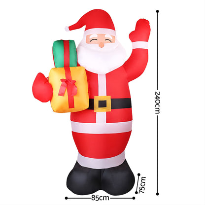Jingle Jollys Christmas Inflatable Santa 2.4M Illuminated Decorations