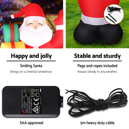 Jingle Jollys Christmas Inflatable Santa 2.4M Illuminated Decorations