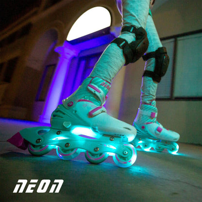 Yvolution Neon Inline Skates 3-6 Teal Pink