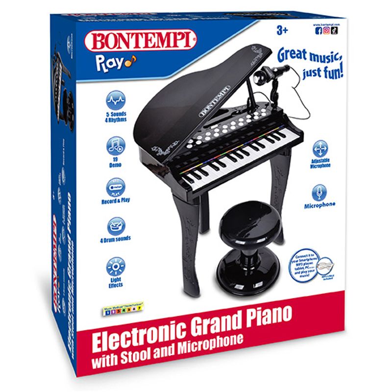 Bontempi Electronic Grand Piano with Microphone & Stool