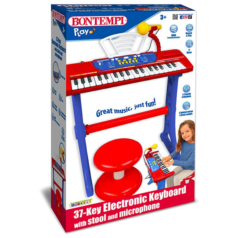Bontempi Electronic Keyboard 37 key with Microphone, Legs & Stool