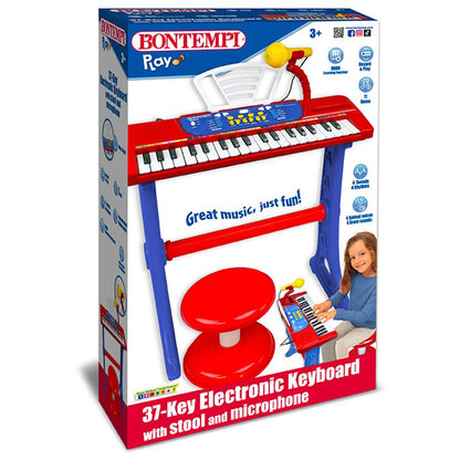 Bontempi Electronic Keyboard 37 key with Microphone, Legs & Stool