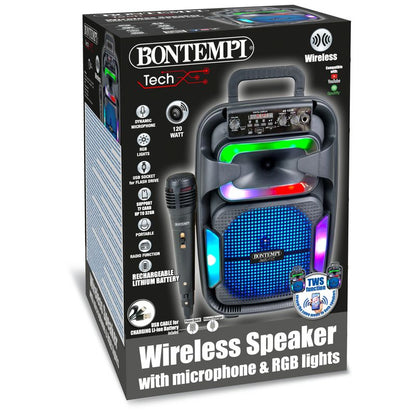 Bontempi Wireless Speakerwith Microphone, RGB Lights &Display