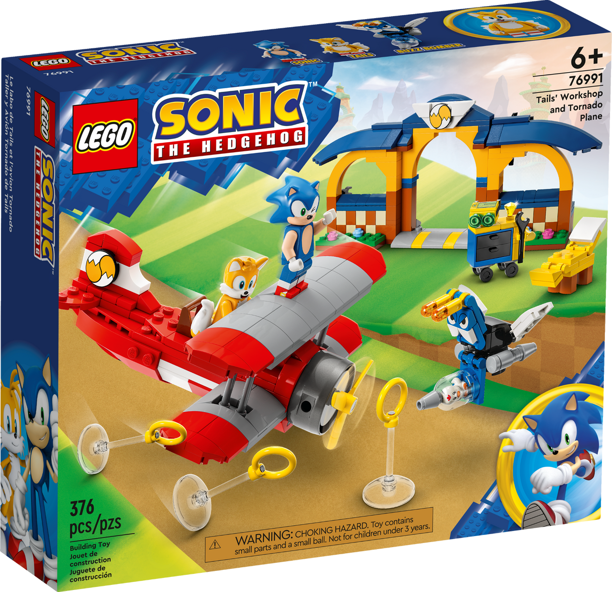 LEGO Sonic the Hedgehog Tails Workshop and Tornado Plane 76991 (376 pieces)