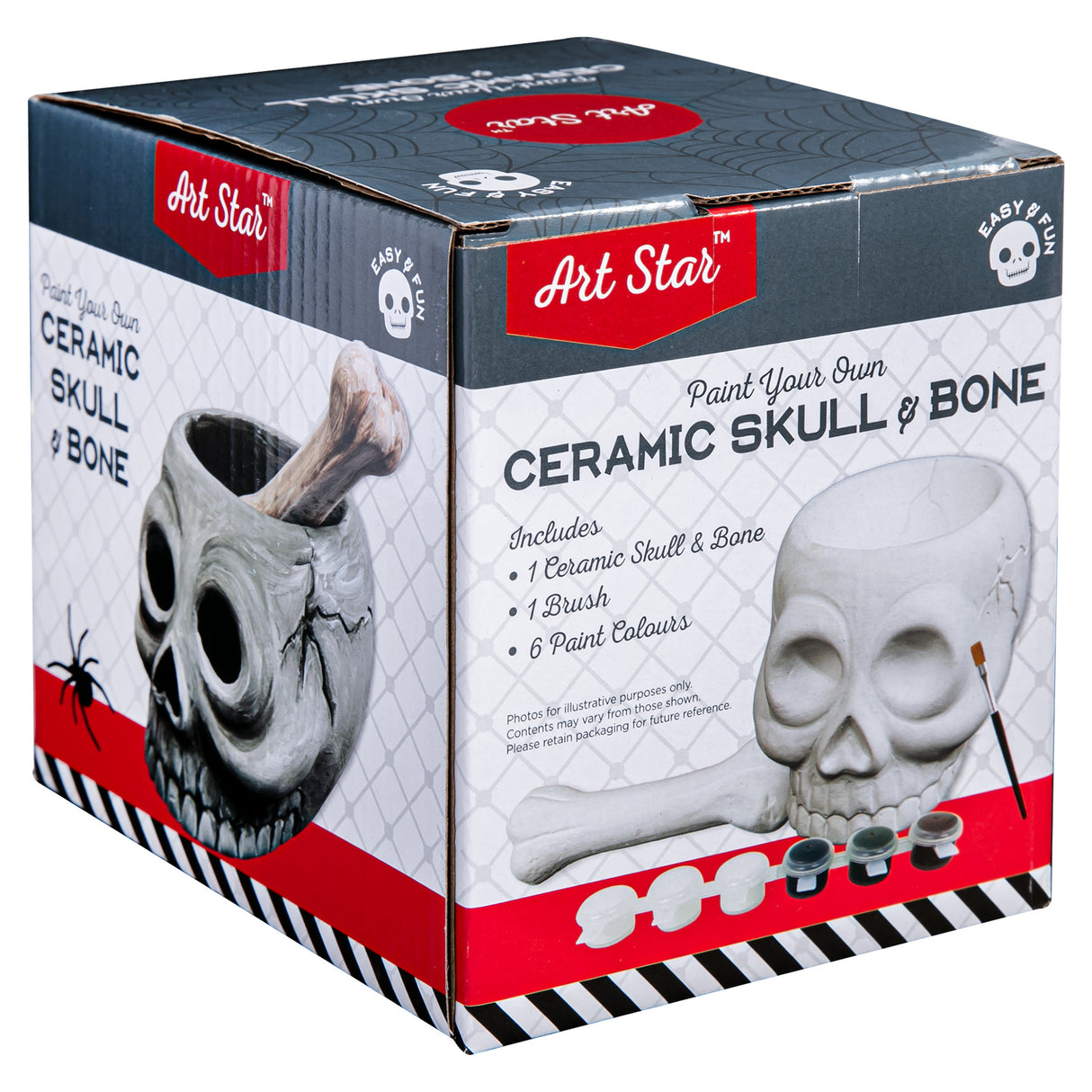 Art Star Halloween Paint Your Own Ceramic Skull and Bone Cruicible (11.1 x 13.5 x 9.2cm)