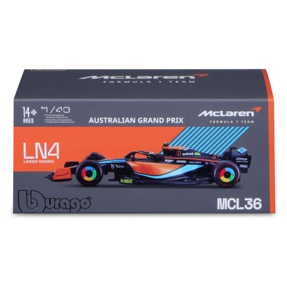 Bburago 1:43 2022 F-1 McLaren MCL 36 #4 Norris with Driver