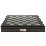 Dal Rossi Italy Carbon Fibre Shiny Finish Chess Box 16” with Metal Marble Chess Pieces