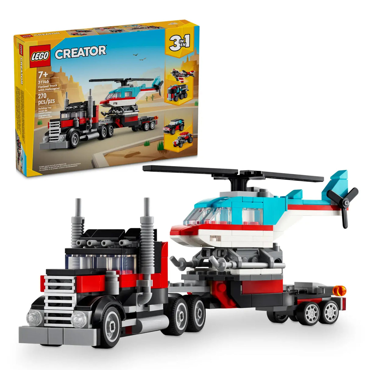 LEGO Creator Flatbed Truck with Helicopter 31146, (270-pieces)