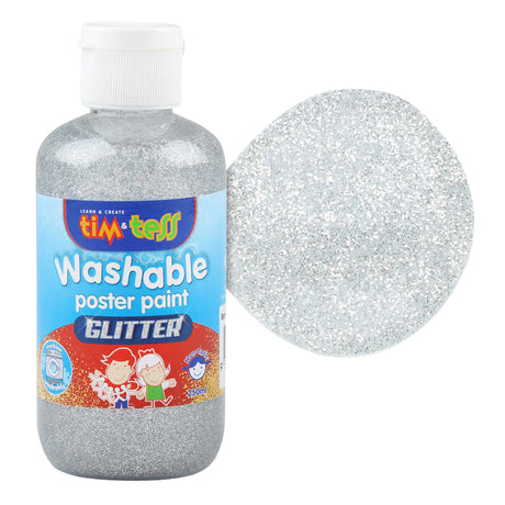 Tim & Tess Children's Washable glitter Poster Paint Silver 250ml