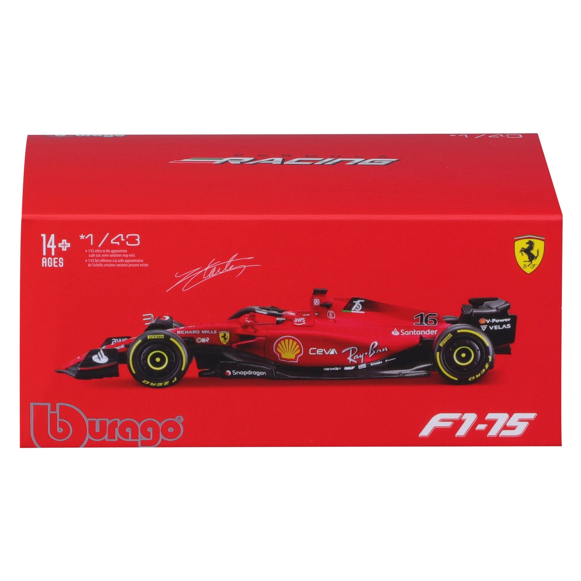 Bburago 1:43 Ferrari Racing 2022 F1 - 75 - Leclerc #16 with Driver