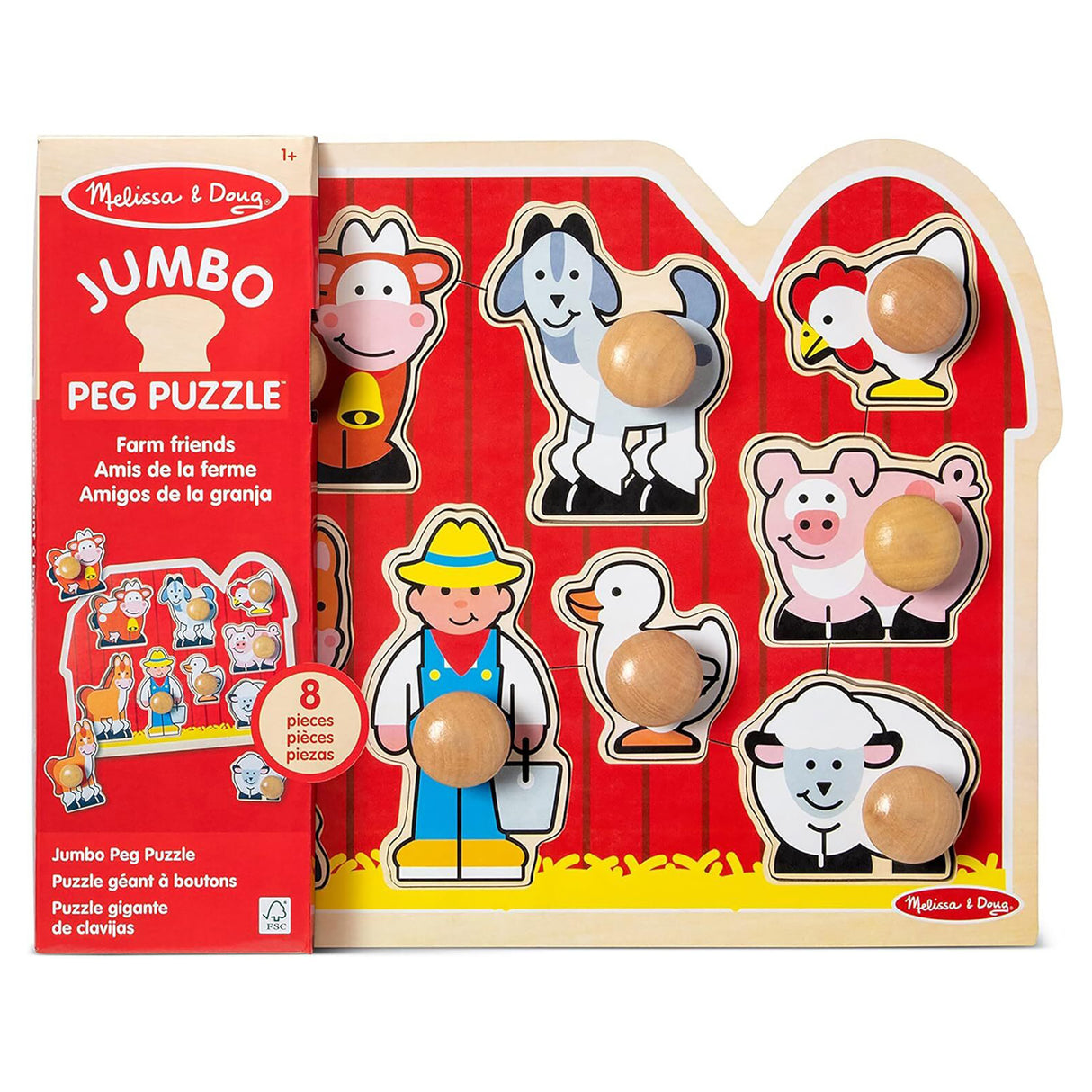 Melissa & Doug Large Farm Jumbo Knob 8 piece Puzzle