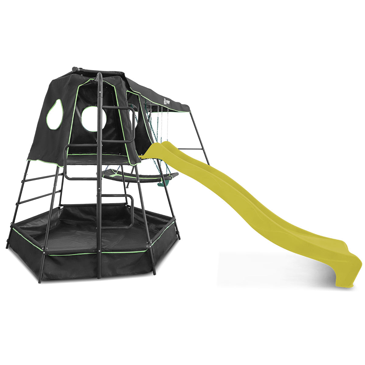 Lifespan Kids Pallas Play Tower with Metal Swing Set in Yellow Slide