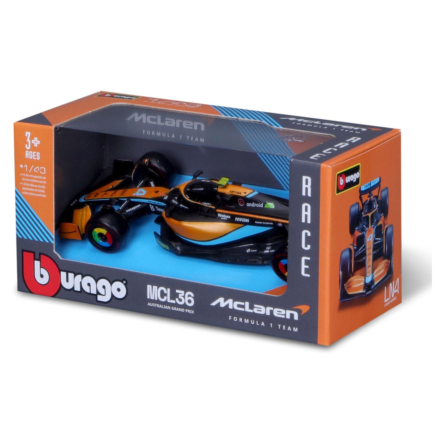 Bburago 1:43 2022 F-1 McLaren MCL 36 #3 Ricciardo