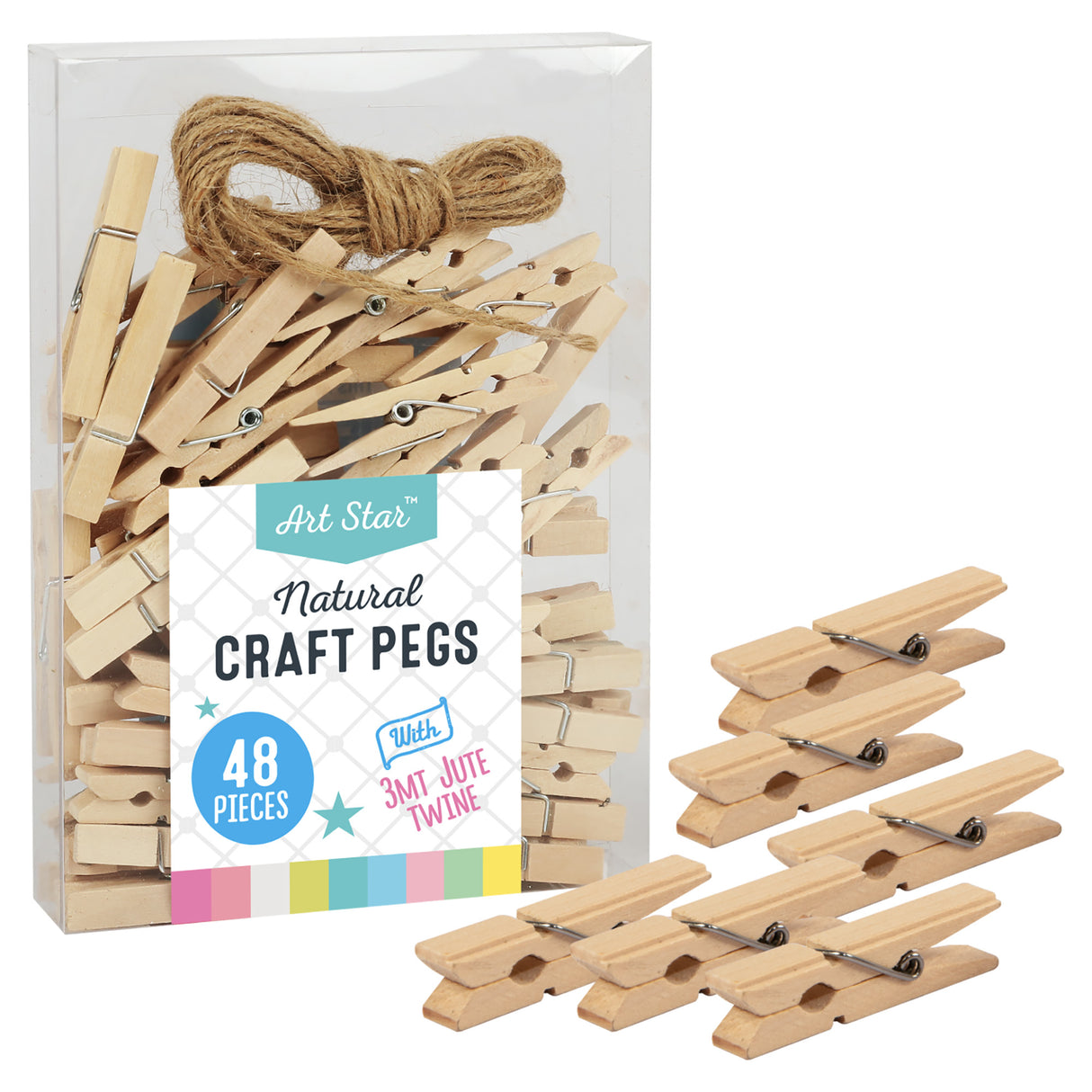 Art Star Natural Craft Pegs 4.8 X 0.7cm (48 Piece)