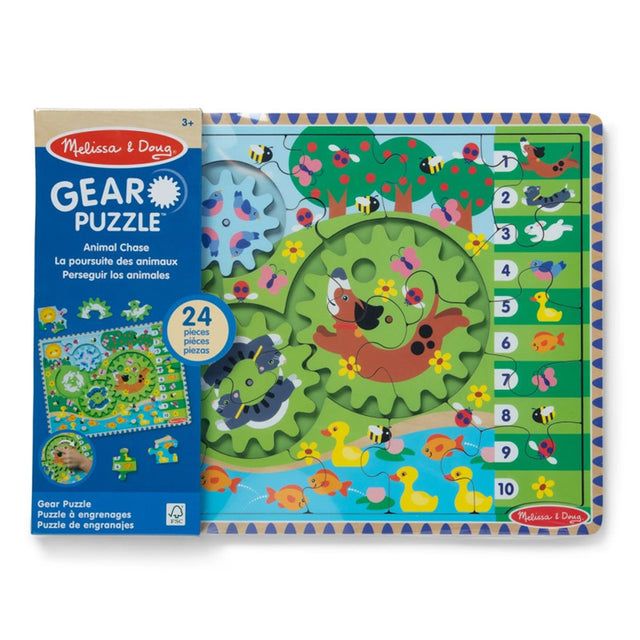 Melissa & Doug Animal Chase Gear Puzzle 24pc