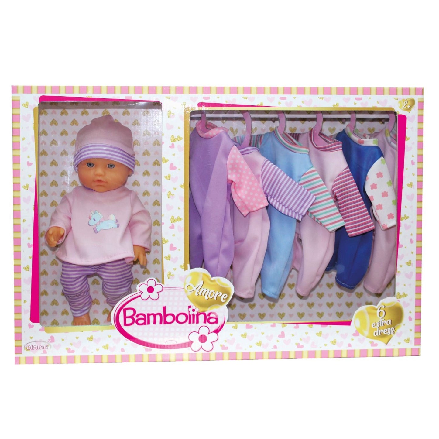 Bambolina 30cm Amore Doll with 6 Extra Dresses