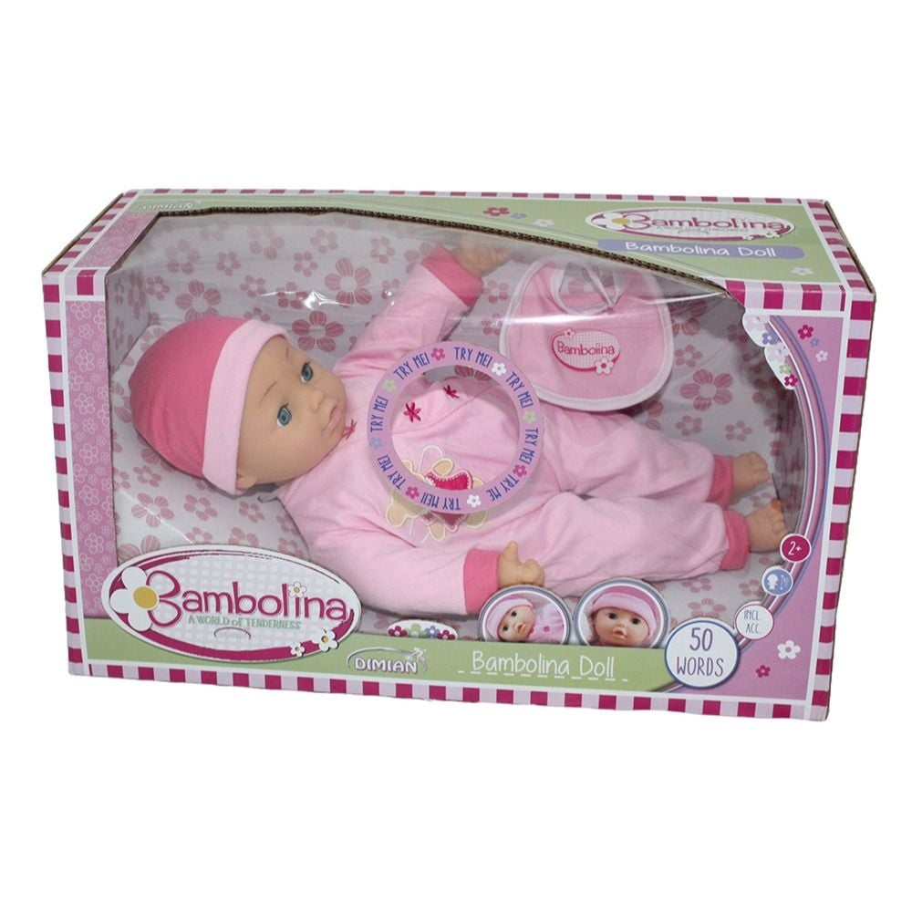 Bambolina 40cm Speaking Doll with Bib