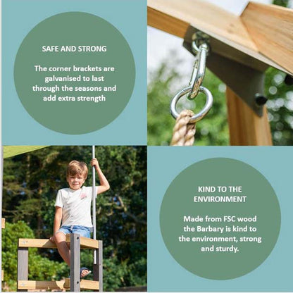 Plum Barbary Wooden Climbing Frame with Height adjustable seats and shade