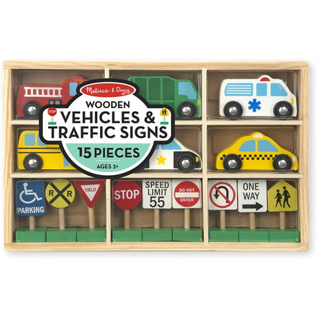 Melissa & Doug Wooden Traffic Signs and Vehicles