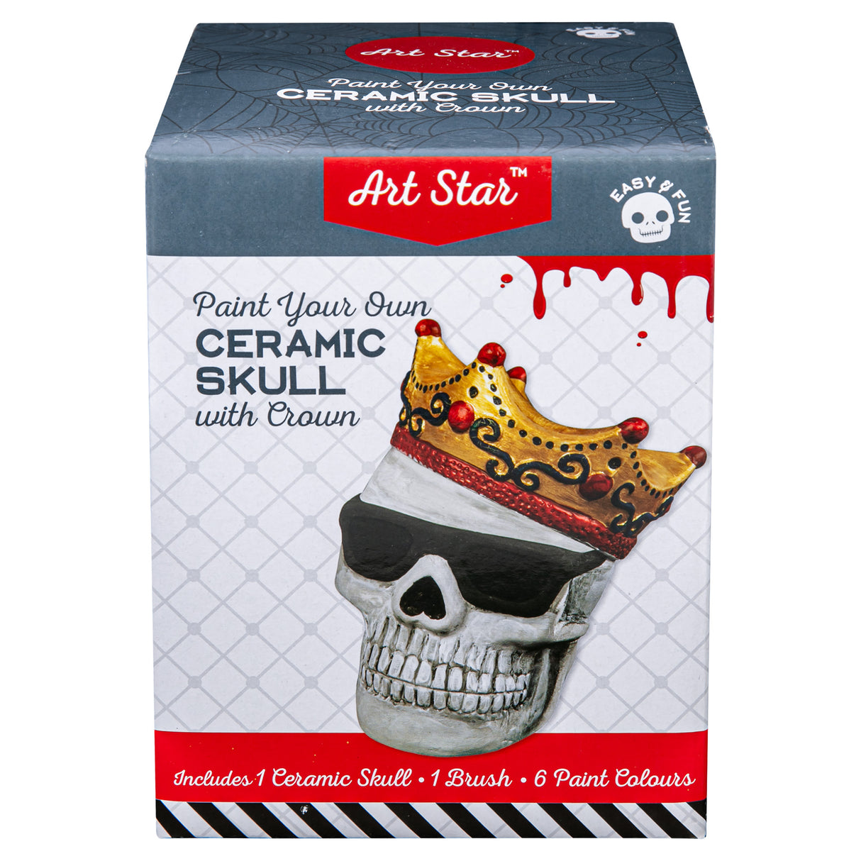 Art Star Halloween Paint Your Own Ceramic Skull with Crown Decoration (15.2 x 11.2 x 12.1cm)