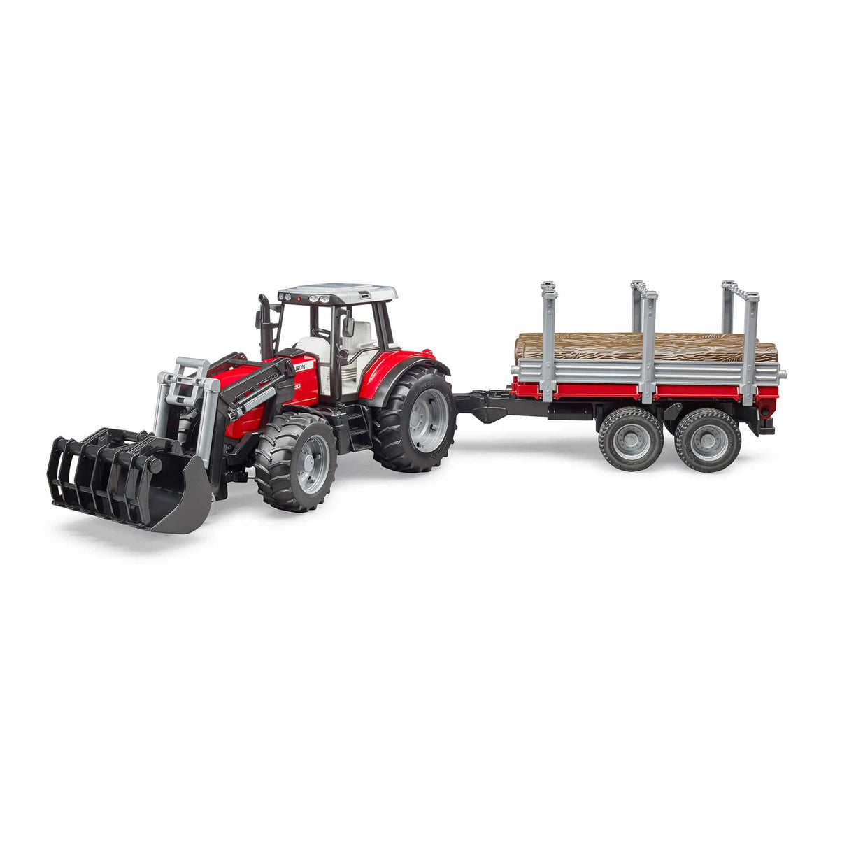 Bruder Agriculture Massey Ferguson 7480 with Front Loader & Timber Trailer