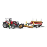 Bruder Agriculture Massey Ferguson 7480 with Front Loader & Timber Trailer