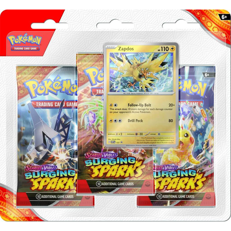 Pokemon TCG Scarlet & Violet 8 Surging Sparks Three Booster Blister