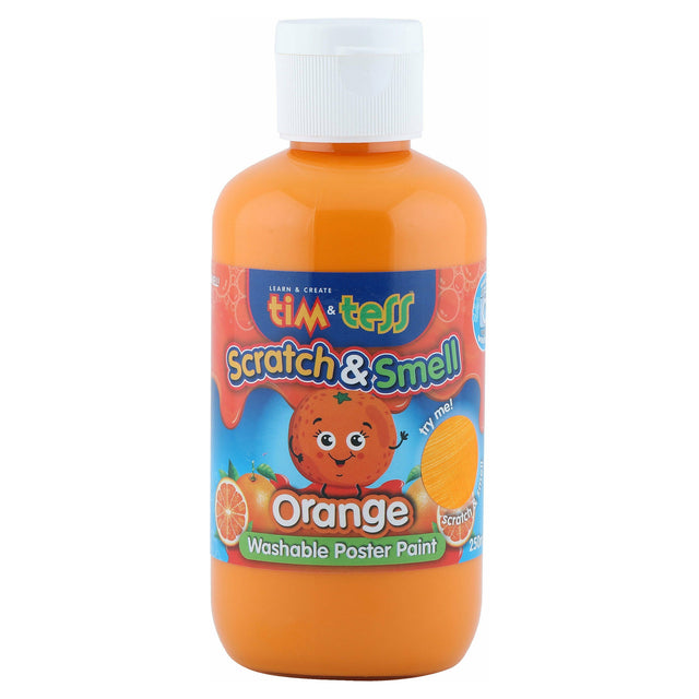 Tim & Tess Scratch & Smell Children's Washable Poster Paint Orange 250ml