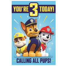 Paw Patrol You're 3 today Greeting Card