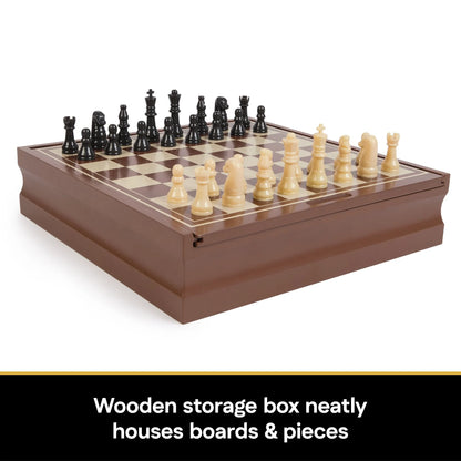 Classic Wooden 10 Game Set in Cabinet