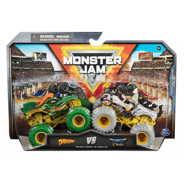 Monster Jam 1:64 Die Cast 2-Pack Dragon Vs Tempest Steed