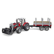 Bruder 1/16 Massey Ferguson 7480 with Front Loader & Timber Trailer